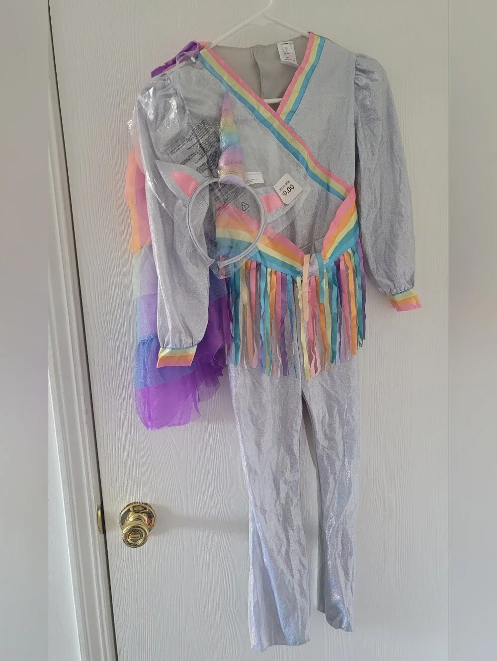 Target Rock Star Unicorn Costume Silver Multicolor Kids Sz S 6-8 Year Halloween.